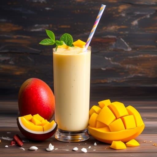 Smoothie tropical de mango y coco, una deliciosa mezcla que aporta frescura y vitaminas en días calurosos